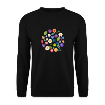 Wildblumen-Geschenkidee - Unisex Pullover - Schwarz - Vorne - Alina (178cm) & Michal (187cm)