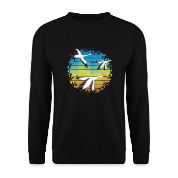 Störche - Unisex Pullover - Schwarz - Vorne - Alina (178cm) & Michal (187cm)