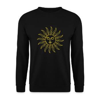heilige geometrie yoga sonne gesicht sonnengesicht - Unisex Pullover - Schwarz - Vorne - Alina (178cm) & Michal (187cm)