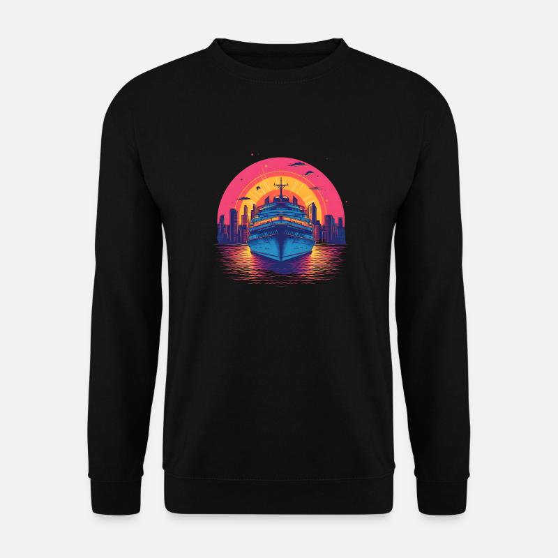 Synthwave cruise ship sunset - Unisex Sweatshirt - black