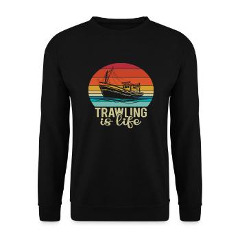Trawling is Life - Unisex Sweatshirt - black - Front - Alina (178cm) & Michal (187cm)