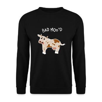 Bad Mood Cow (White) - Unisex Sweatshirt - black - Front - Alina (178cm) & Michal (187cm)