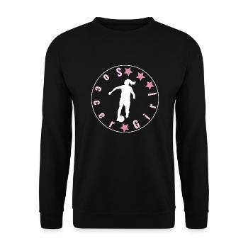 Fußball Mädchen, Frauenfußball, Frauenfußball, Sport - Unisex Pullover - Schwarz - Vorne - Alina (178cm) & Michal (187cm)