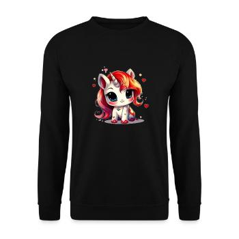 Unicorn and hearts - Fantasy Love - Unisex Sweatshirt - black - Front - Alina (178cm) & Michal (187cm)