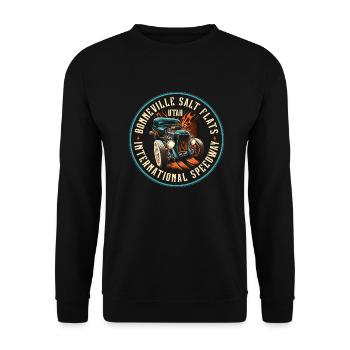 Hot Rod Bonneville Salt Flats Speedway, Muscle Car - Unisex Pullover - Schwarz - Vorne - Alina (178cm) & Michal (187cm)