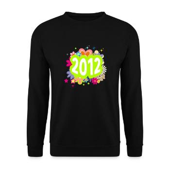 Année 2012 anniversaire Groovy floral - Sweat-shirt Unisexe - noir - Devant - Alina (178cm) & Michal (187cm)