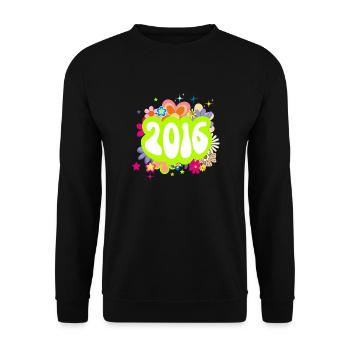 Year 2016 anniversary Groovy floral - Unisex Sweatshirt - black - Front - Alina (178cm) & Michal (187cm)
