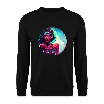 Colorful Abstract Woman Art - Unisex Pullover - Schwarz - Vorne - Alina (178cm) & Michal (187cm)