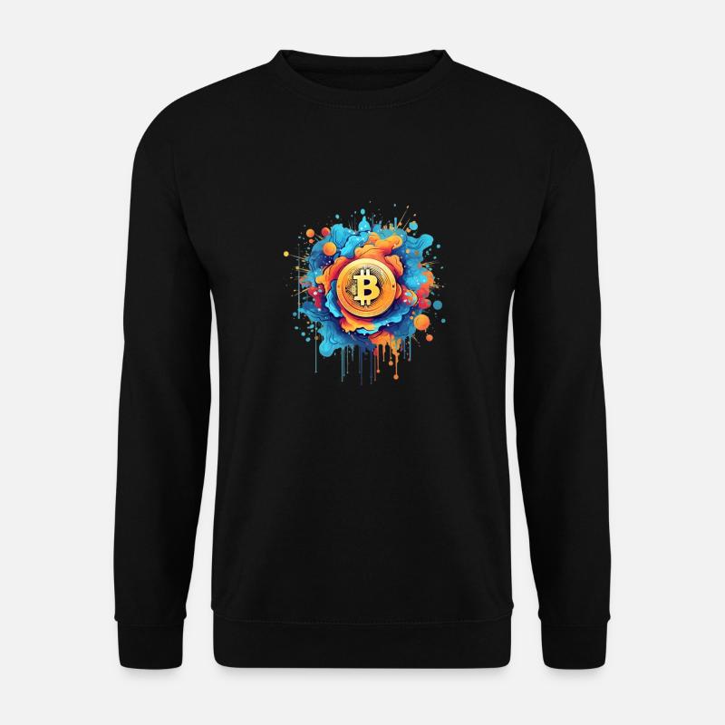 Bitcoin Logo color splash total - Unisex Pullover - Schwarz