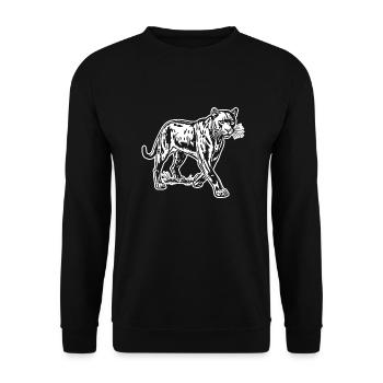 Panther Raubtier Dschungel Wildkatze - Unisex Pullover - Schwarz - Vorne - Alina (178cm) & Michal (187cm)