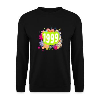 Année 1999 anniversaire Groovy floral - Sweat-shirt Unisexe - noir - Devant - Alina (178cm) & Michal (187cm)