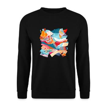 Patchwork aus Stoff Nr. 3 - Unisex Pullover - Schwarz - Vorne - Alina (178cm) & Michal (187cm)