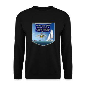 On the boat again Vollbild Strahl Wappen - Unisex Pullover - Schwarz - Vorne - Alina (178cm) & Michal (187cm)