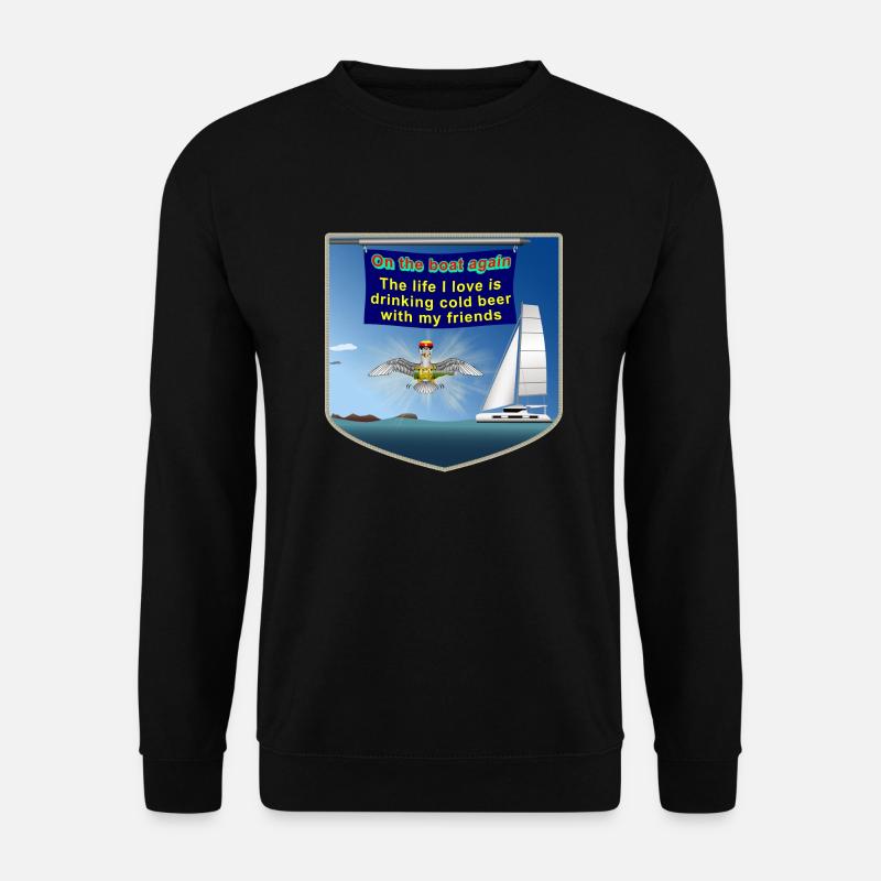 On the boat again Vollbild Strahl Wappen - Unisex Pullover - Schwarz