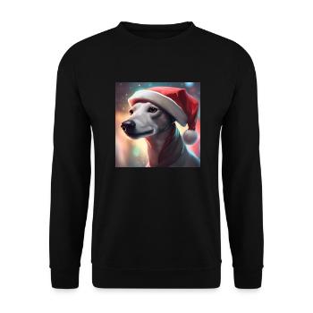 Whippet in a Christmas Santa Hat - Unisex Sweatshirt - black - Front - Alina (178cm) & Michal (187cm)