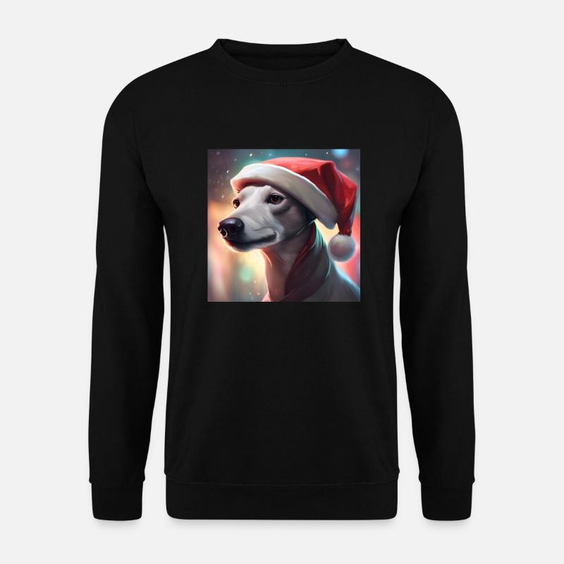 Whippet mit Weihnachtsmannmütze - Unisex Pullover - Schwarz