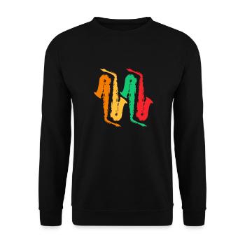 Vintage-Saxophon-Kollektion - Unisex Pullover - Schwarz - Vorne - Alina (178cm) & Michal (187cm)