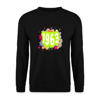 Year 1963 anniversary Floral Groovy - Unisex Sweatshirt - black - Front - Alina (178cm) & Michal (187cm)