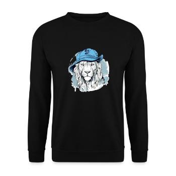 Vikou the Blue Lion - Unisex Sweatshirt - black - Front - Alina (178cm) & Michal (187cm)