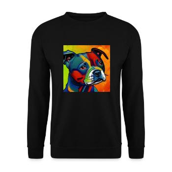 Staffordshire Bull Terrier style de peinture à l’huile - Sweat-shirt Unisexe - noir - Devant - Alina (178cm) & Michal (187cm)
