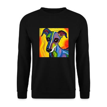 Whippet Oil Painting Style Portrait - Unisex Sweatshirt - black - Front - Alina (178cm) & Michal (187cm)