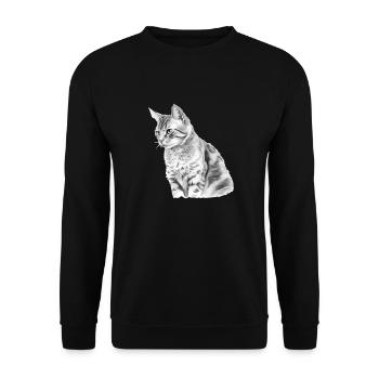 Kili, die Katze - Unisex Pullover - Schwarz - Vorne - Alina (178cm) & Michal (187cm)