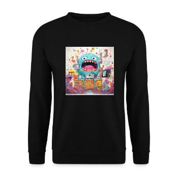 Monster Doodle 3 - Unisex Pullover - Schwarz - Vorne - Alina (178cm) & Michal (187cm)