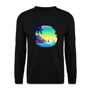 Summer Holiday Sun Palm Beach Palm Island - Unisex Sweatshirt - black - Front - Alina (178cm) & Michal (187cm)