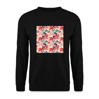 Asiatische nahtlose Muster Japanische Chinesische Malerei - Unisex Pullover - Schwarz - Vorne - Alina (178cm) & Michal (187cm)