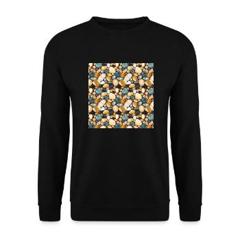 Glatte Steine Nahtloses Muster Edelsteine poliert - Unisex Pullover - Schwarz - Vorne - Alina (178cm) & Michal (187cm)