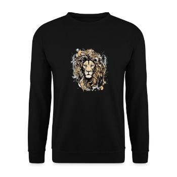 Grik der Löwe - Unisex Pullover - Schwarz - Vorne - Alina (178cm) & Michal (187cm)