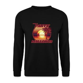 Party auf Mallorca, romantisches Retro-Sonnenuntergangsdesign. - Unisex Pullover - Schwarz - Vorne - Alina (178cm) & Michal (187cm)