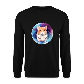 Drôle de hamster dans l’espace Hamster Astronaute - Sweat-shirt Unisexe - noir - Devant - Alina (178cm) & Michal (187cm)