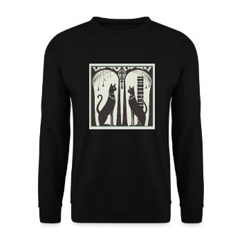 Ägyptische Katzen - Unisex Pullover - Schwarz - Vorne - Alina (178cm) & Michal (187cm)
