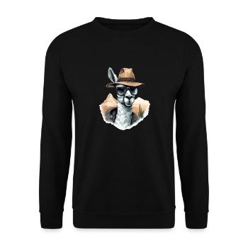 Coki der Lama - Unisex Pullover - Schwarz - Vorne - Alina (178cm) & Michal (187cm)