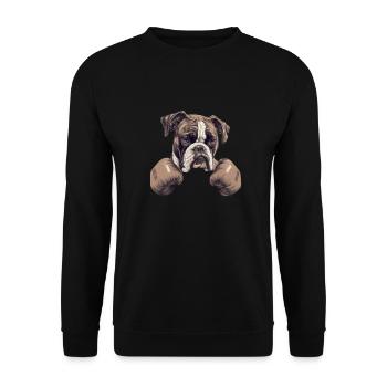 Boxer Bester Freund Ein treuer und mächtiger Begleiter - Unisex Pullover - Schwarz - Vorne - Alina (178cm) & Michal (187cm)