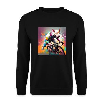 English Bull Terrier Racing Cyclist - Unisex Sweatshirt - black - Front - Alina (178cm) & Michal (187cm)