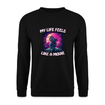 Leben wie ein Film - Life feels like a movie - Unisex Pullover - Schwarz - Vorne - Alina (178cm) & Michal (187cm)