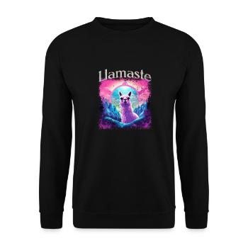 Lama Namaste - Unisex Pullover - Schwarz - Vorne - Alina (178cm) & Michal (187cm)