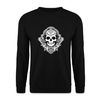 Skeleton Costume Bones Halloween Horror - Unisex Sweatshirt - black - Front - Alina (178cm) & Michal (187cm)