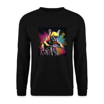 French Bulldog Sports Racing Cyclist - Unisex Sweatshirt - black - Front - Alina (178cm) & Michal (187cm)