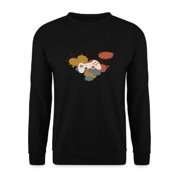 Gamer Gaming Retro BUnt - Unisex Pullover - Schwarz - Vorne - Alina (178cm) & Michal (187cm)