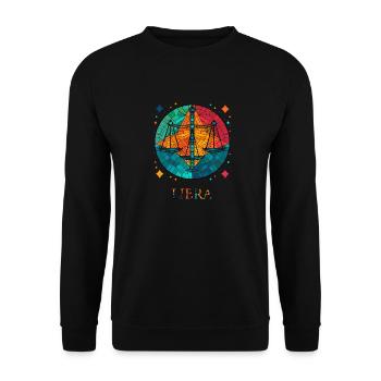 Libra Zodiac Sign - Waage Sternzeichen - Unisex Pullover - Schwarz - Vorne - Alina (178cm) & Michal (187cm)