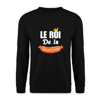 Le Roi de la Saucisse, barbecue humour papa été - Sweat-shirt Unisexe - noir - Devant - Alina (178cm) & Michal (187cm)