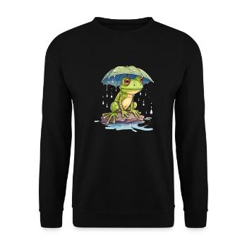 Fresh finds shelter under an umbrella - Unisex Sweatshirt - black - Front - Alina (178cm) & Michal (187cm)