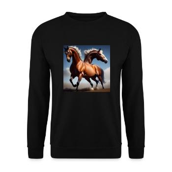 Wildpferde Hemd - Unisex Pullover - Schwarz - Vorne - Alina (178cm) & Michal (187cm)