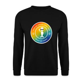 Weltfrieden - Unisex Pullover - Schwarz - Vorne - Alina (178cm) & Michal (187cm)