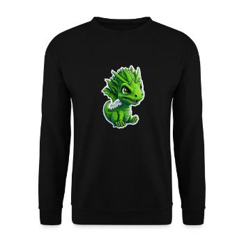 Bébé dragon, mignon, heureux, souriant - Sweat-shirt Unisexe - noir - Devant - Alina (178cm) & Michal (187cm)