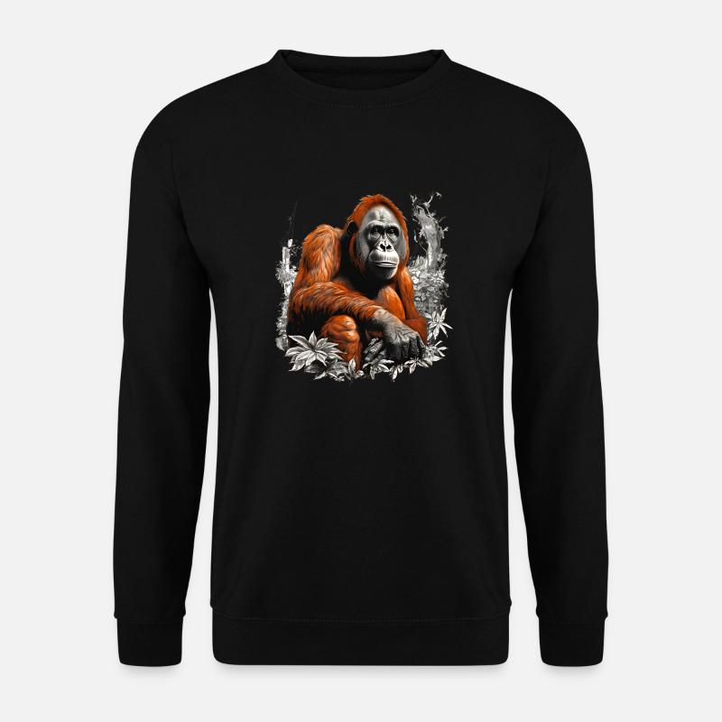 Orang-Utans leben auf Borneo und Sumatra - Unisex Pullover - Schwarz
