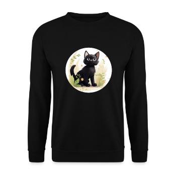 Cute black cat with summery background - Unisex Sweatshirt - black - Front - Alina (178cm) & Michal (187cm)